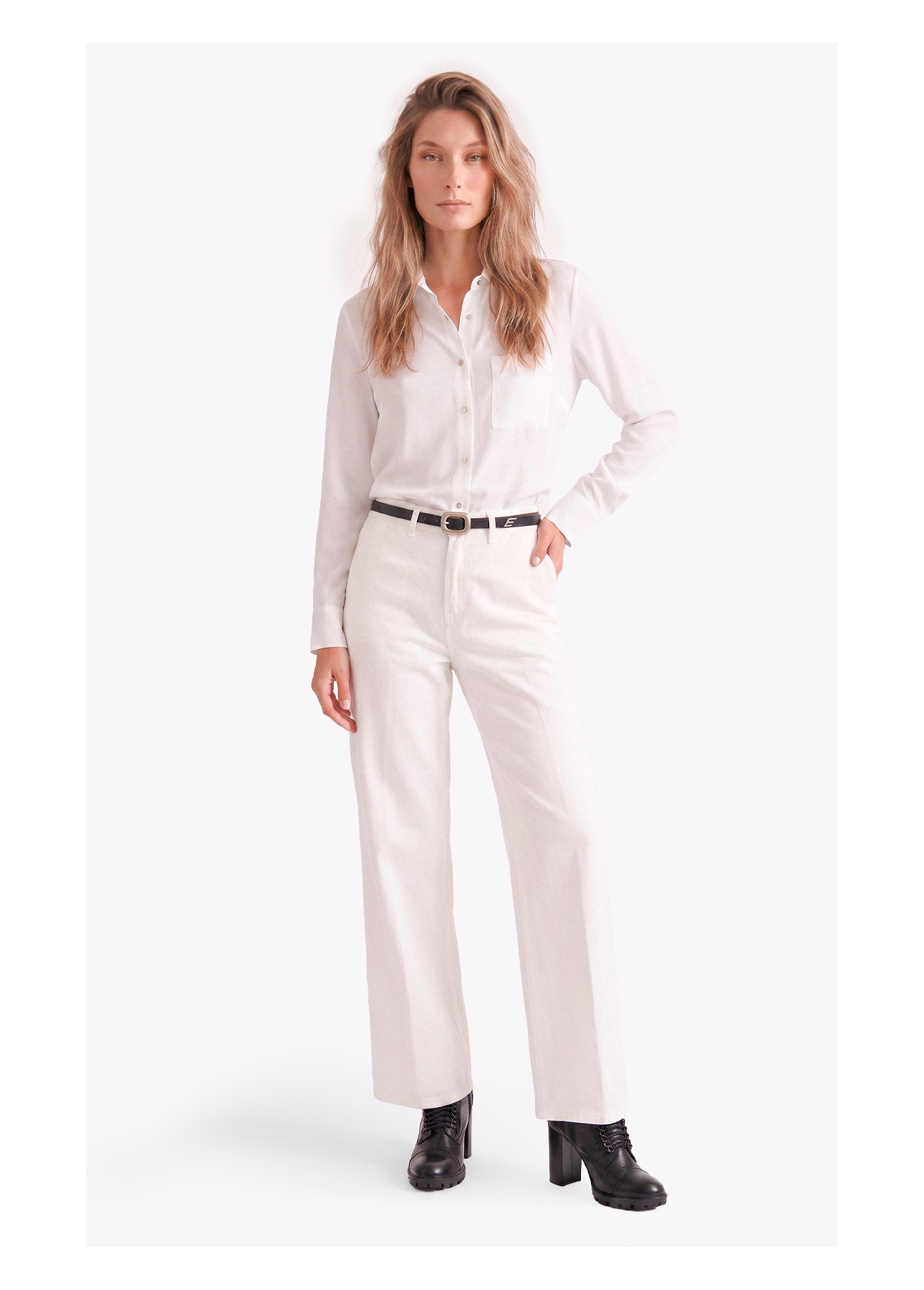 Calça Linen Blend Patt d Eph b Faca Branco