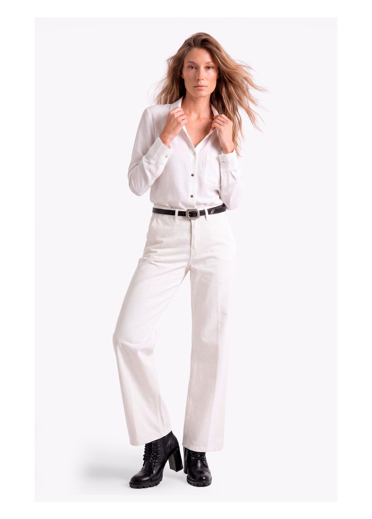 Calça Linen Blend Patt d Eph b Faca Branco
