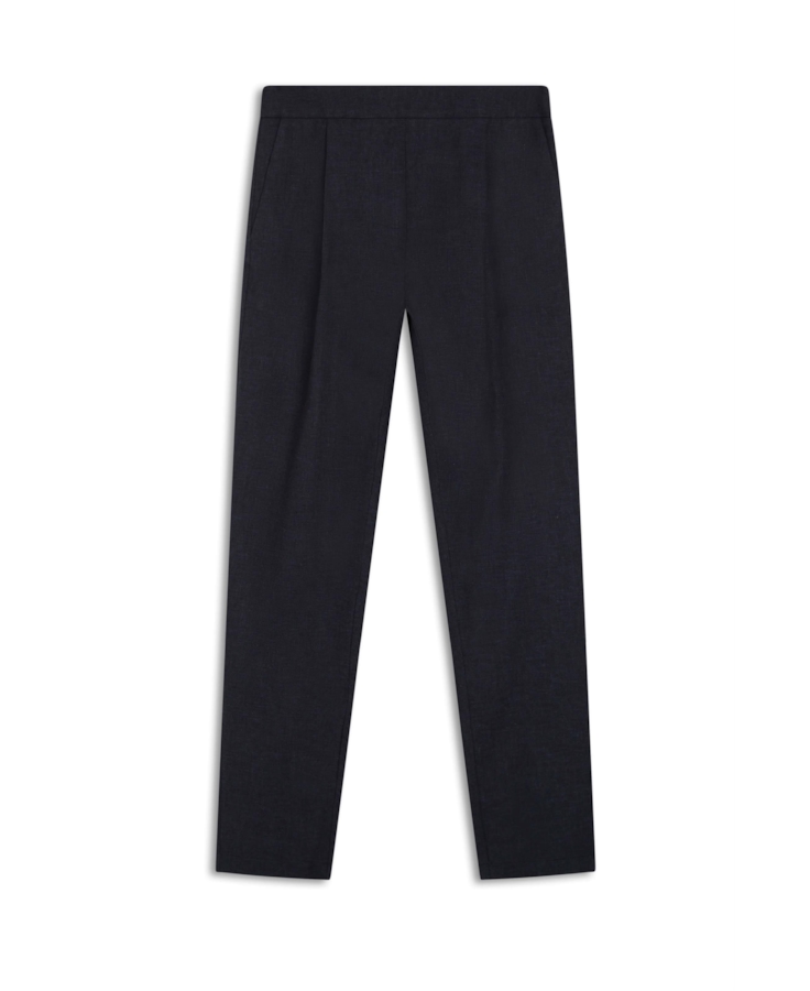Calça Linen Blend Pleats Marinho
