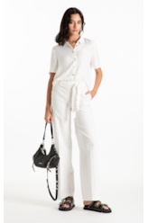 Calça Linen Blend Wideleg Faca Off White
