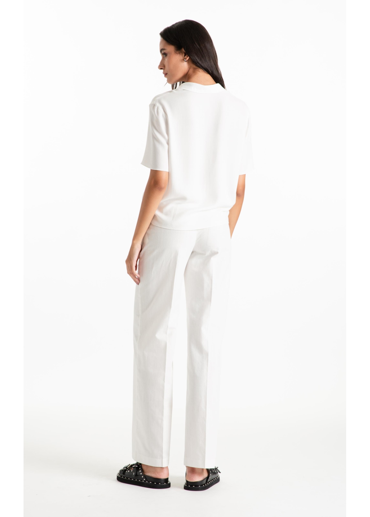 Calça Linen Blend Wideleg Faca Off White