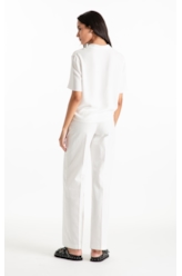 Calça Linen Blend Wideleg Faca Off White