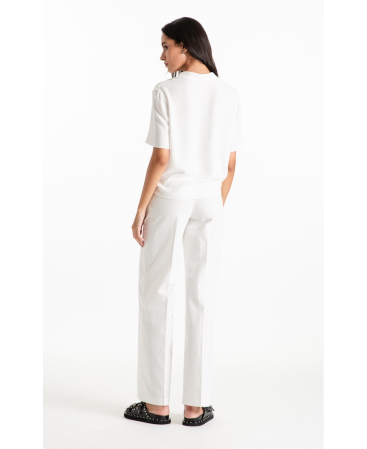 Calça Linen Blend Wideleg Faca Off White
