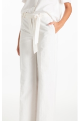 Calça Linen Blend Wideleg Faca Off White