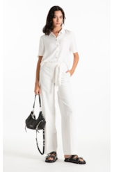 Calça Linen Blend Wideleg Faca Off White