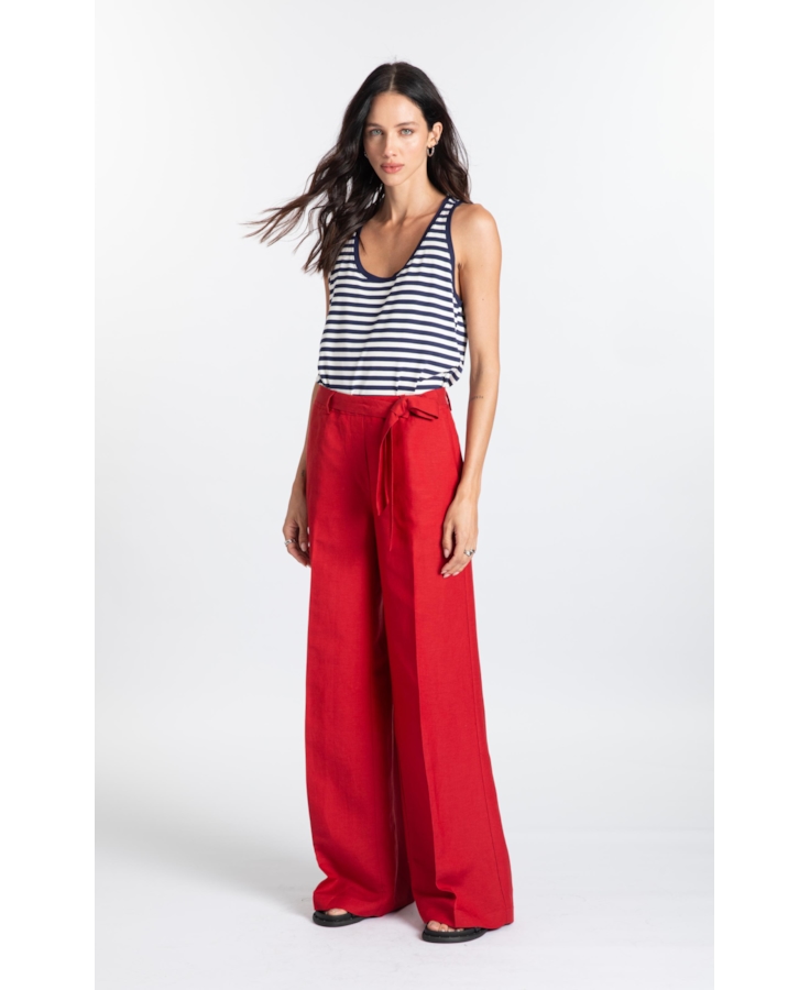 Calça Linen Fresh Wideleg Bordeaux