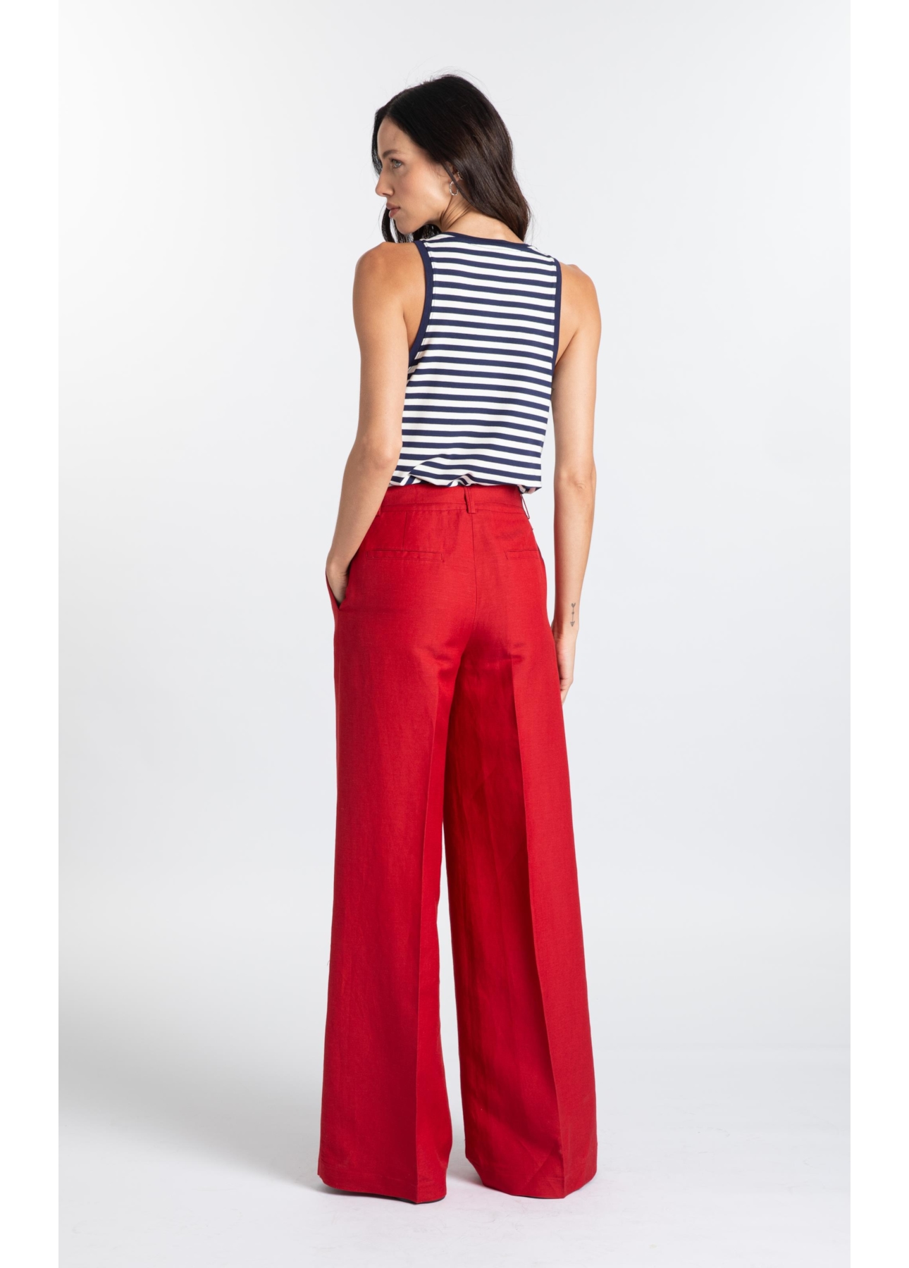 Calça Linen Fresh Wideleg Bordeaux