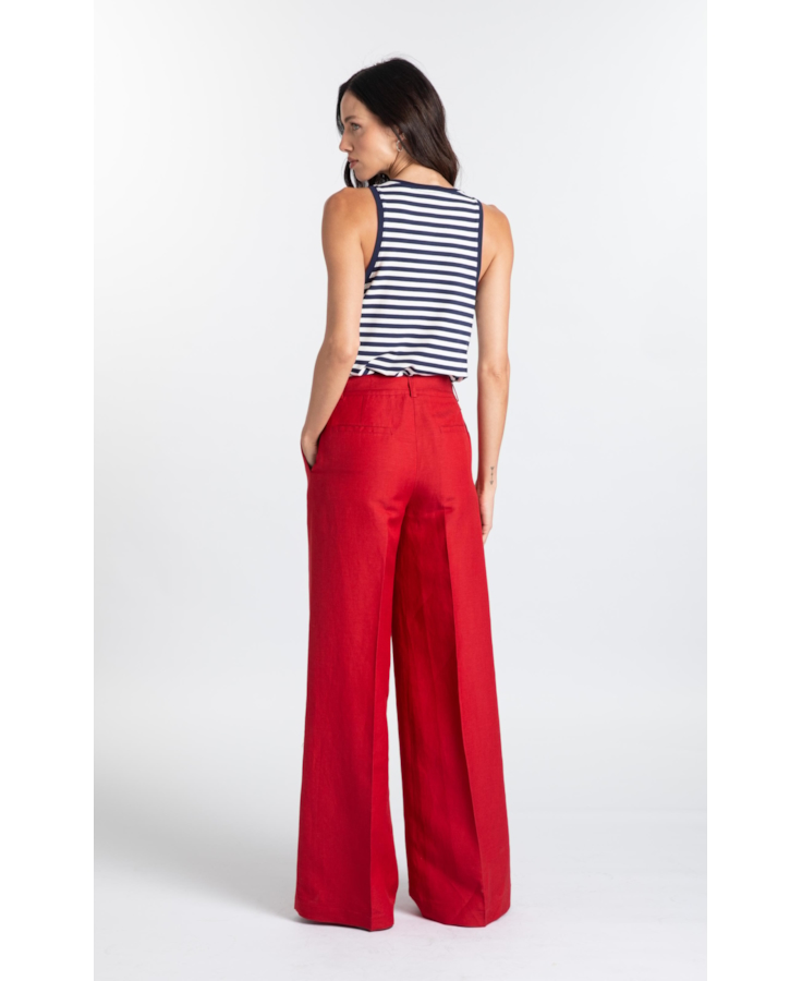 Calça Linen Fresh Wideleg Bordeaux