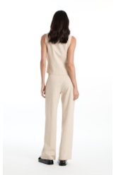 Calça Linen Straight Stripes Straight Areia