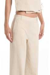 Calça Linen Straight Stripes Straight Areia