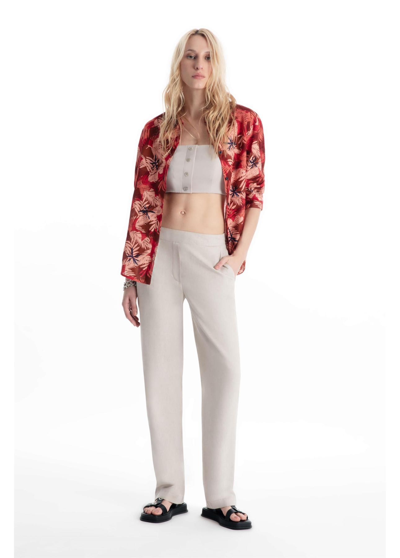 Calça Linsar Sarjado Straight Natural