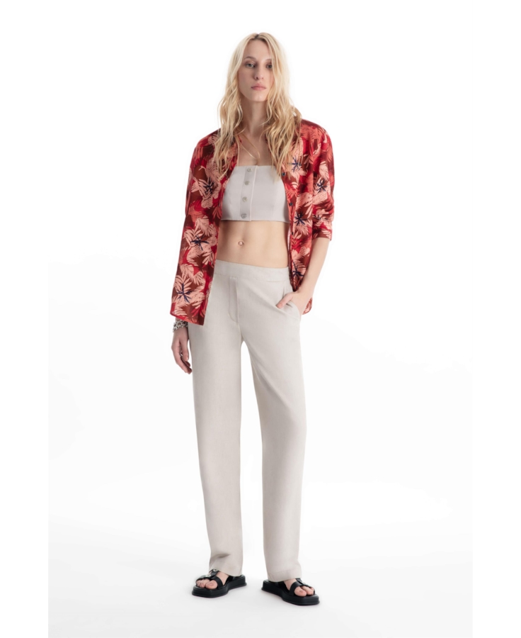 Calça Linsar Sarjado Straight Natural