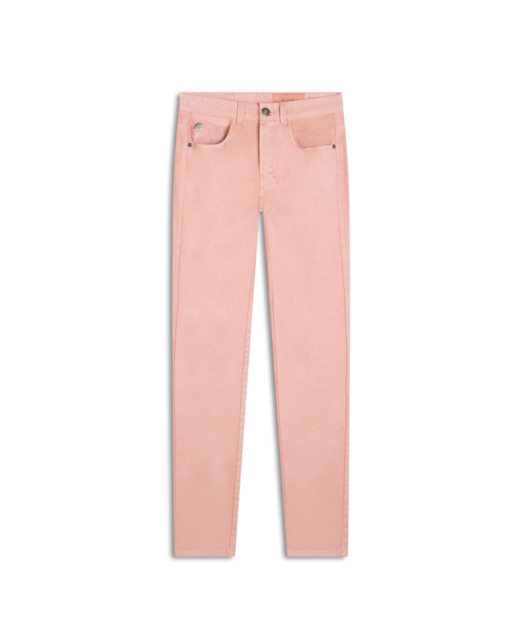 Calça Metalic Denim Color Rosa