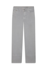Calça Metallic Denim Wide Cinza Claro