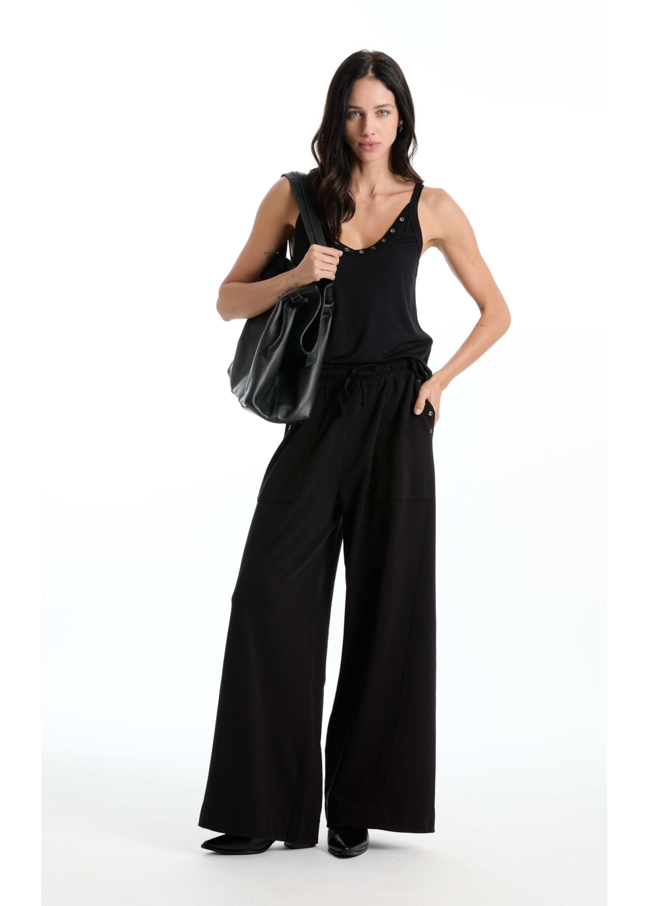 Calça Moletom Wide Leg Preto