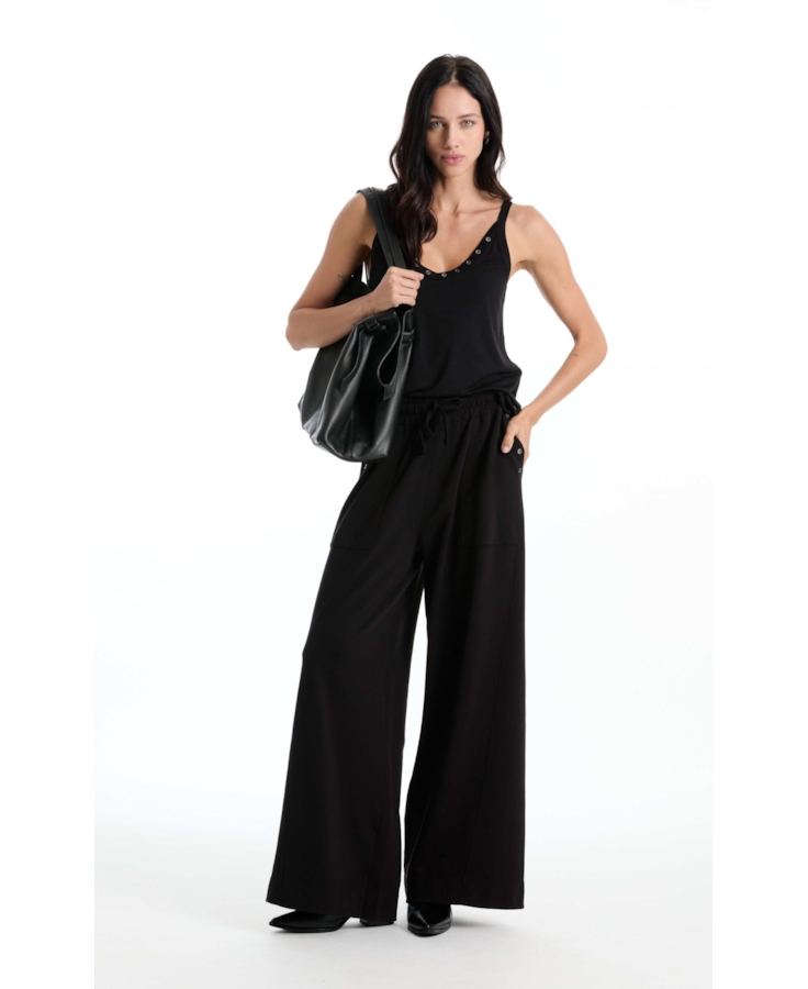 Calça Moletom Wide Leg Preto