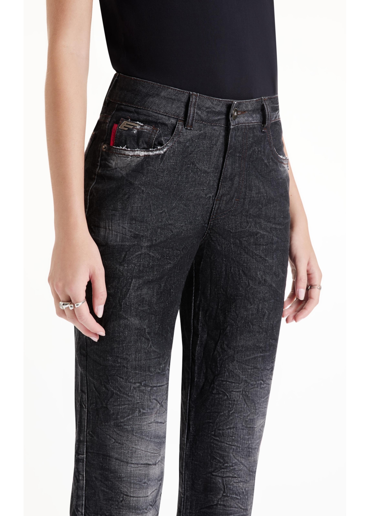 Calça Ocean Elastic Lav.Black Com Resina