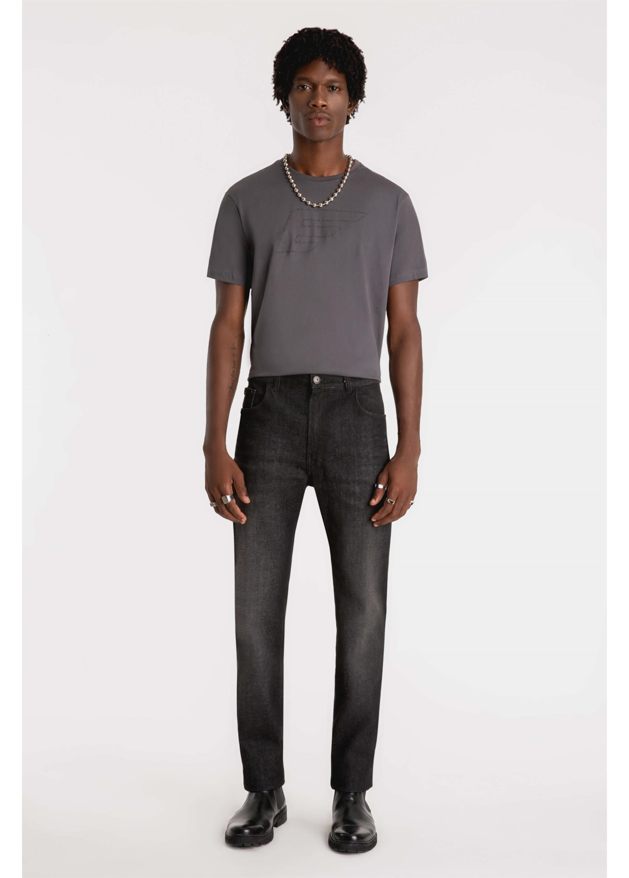 Calça Ocean Elastic Slim 1841 Lav.Black C/Pigment
