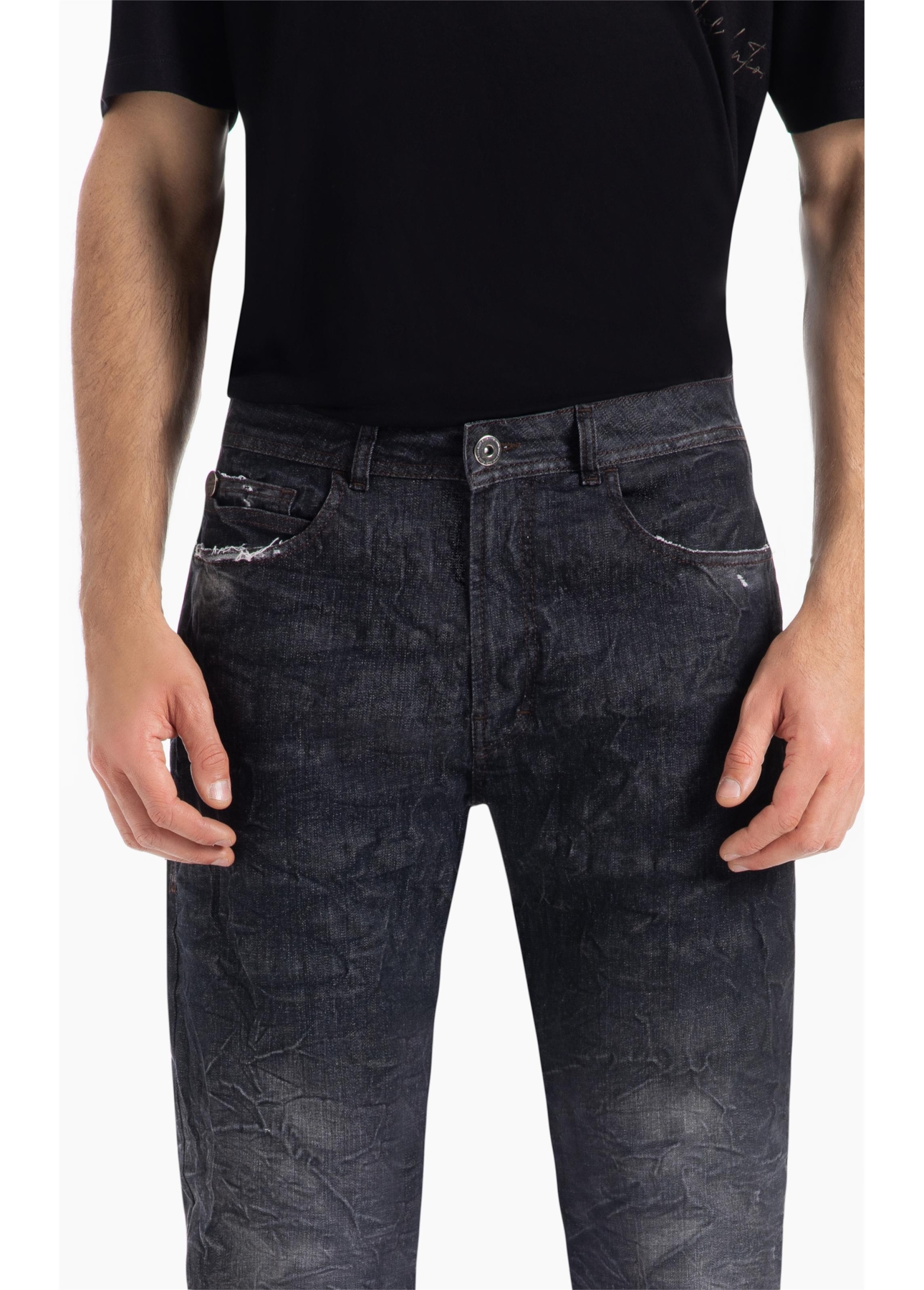 Calça Ocean Elastic Slim Lav.Black Com Resina