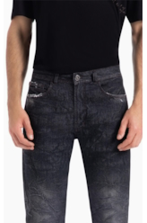 Calça Ocean Elastic Slim Lav.Black Com Resina