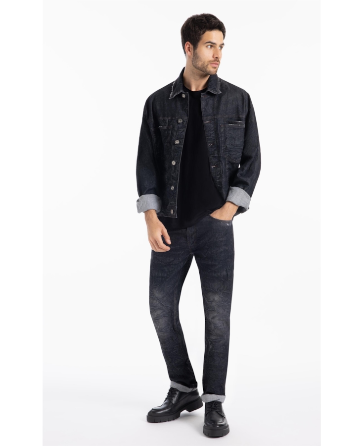 Calça Ocean Elastic Slim Lav.Black Com Resina