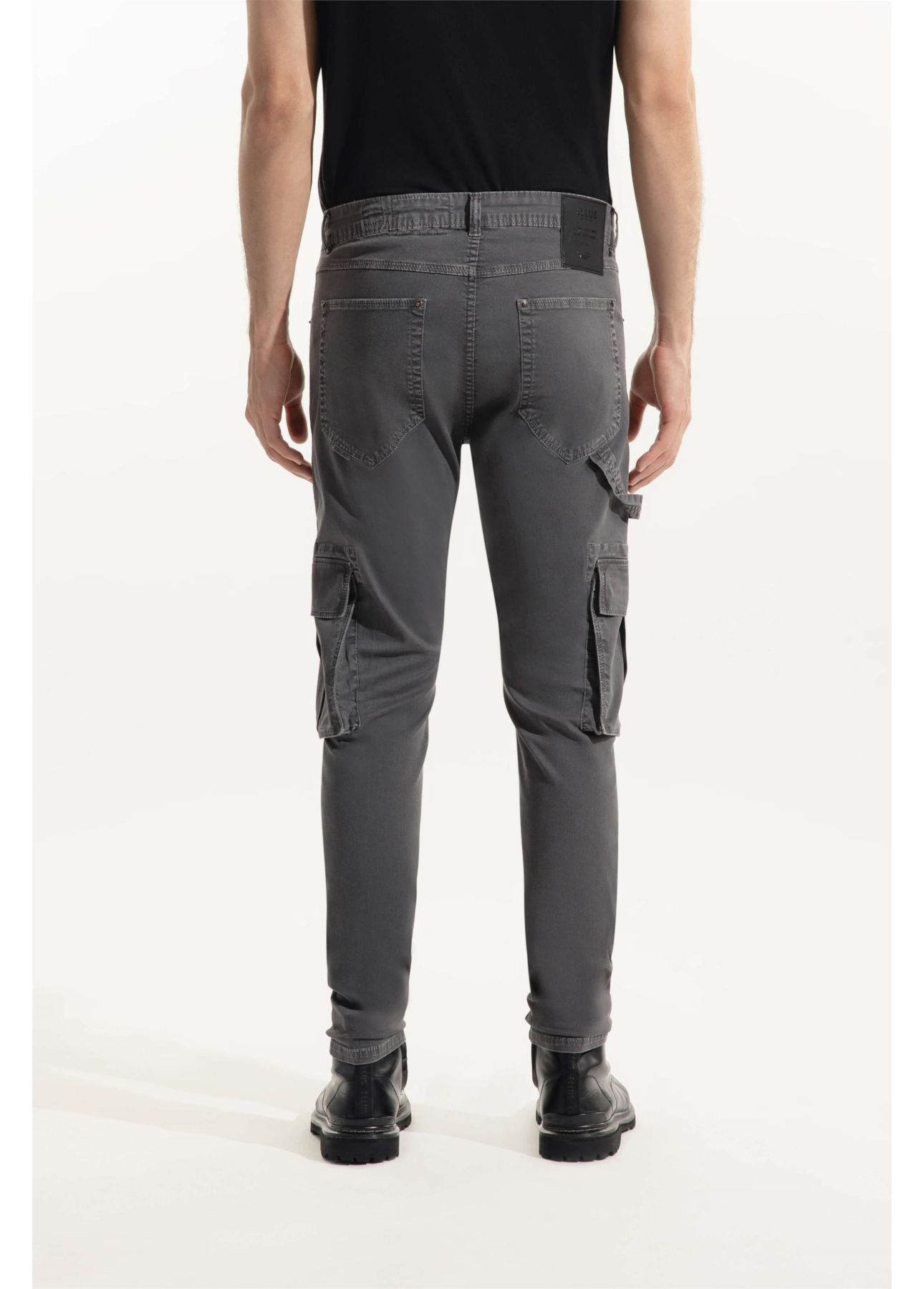 Calça Sarja Diagonal Rock Cargo Cinza