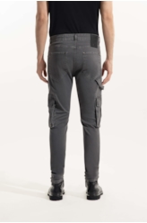 Calça Sarja Diagonal Rock Cargo Cinza