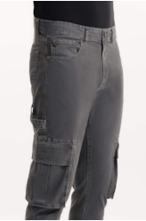 Calça Sarja Diagonal Rock Cargo Cinza