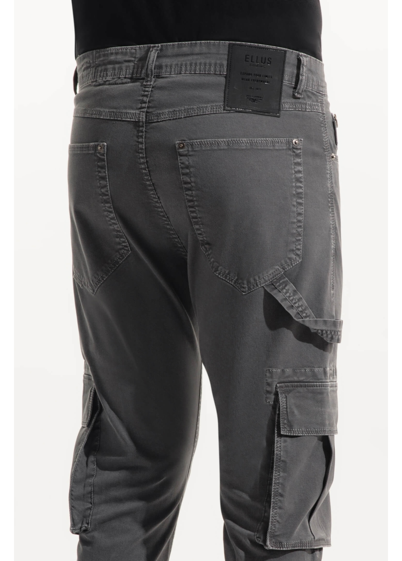 Calça Sarja Diagonal Rock Cargo Cinza