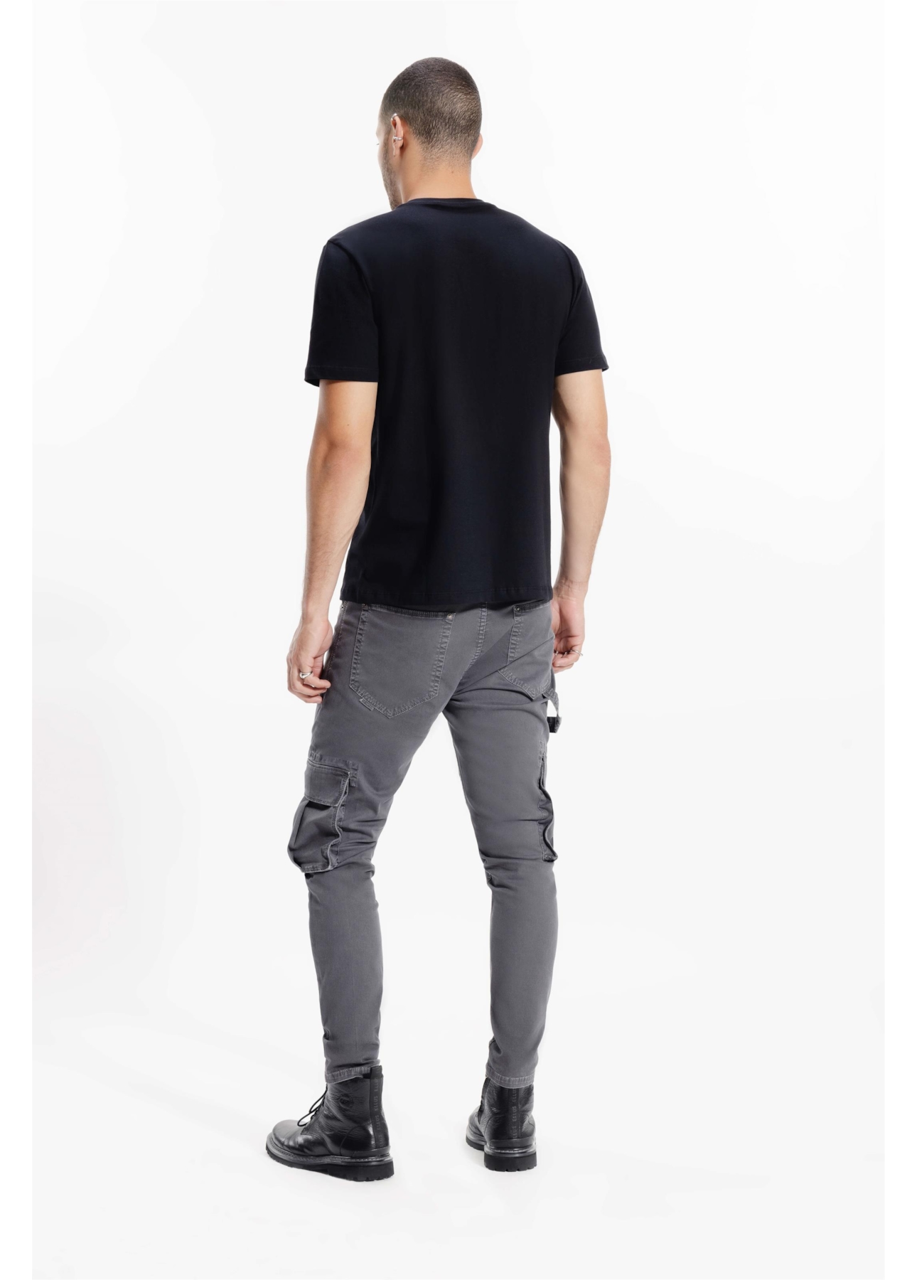 Calça Sarja Diagonal Rock Cargo Cinza