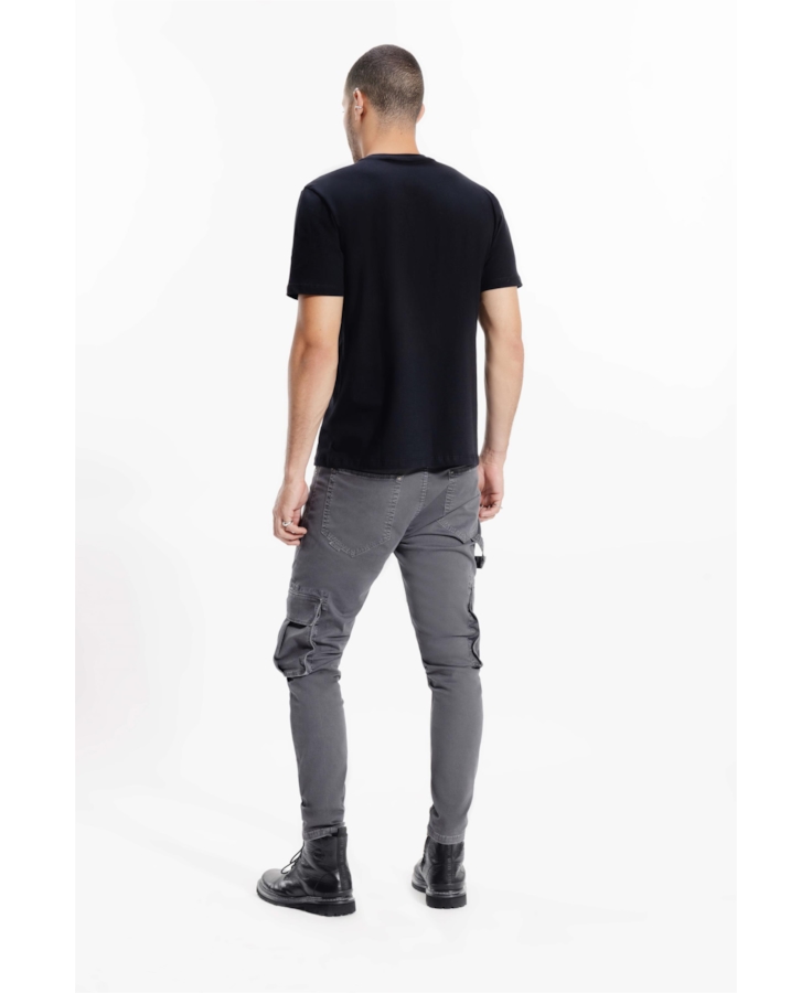 Calça Sarja Diagonal Rock Cargo Cinza