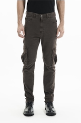 Calça Sarja Diagonal Slim Cargo Marrom Escuro