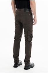 Calça Sarja Diagonal Slim Cargo Marrom Escuro