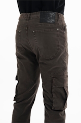 Calça Sarja Diagonal Slim Cargo Marrom Escuro
