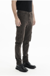 Calça Sarja Diagonal Slim Cargo Marrom Escuro