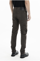 Calça Sarja Diagonal Slim Cargo Marrom Escuro