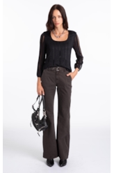 Calça Sarja Rain Flare Marrom Escuro