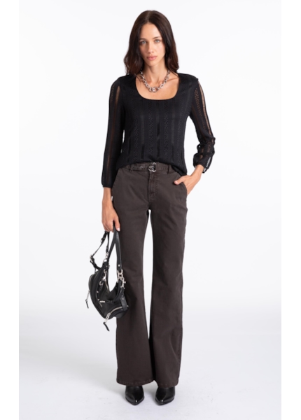 Calça Sarja Rain Flare Marrom Escuro