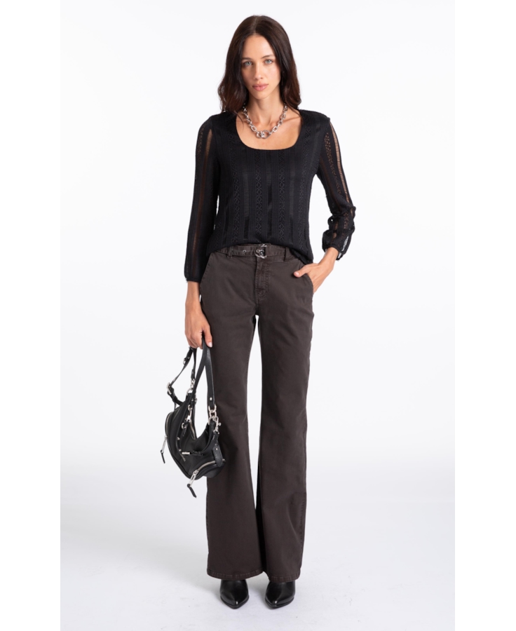 Calça Sarja Rain Flare Marrom Escuro