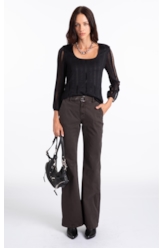 Calça Sarja Rain Flare Marrom Escuro