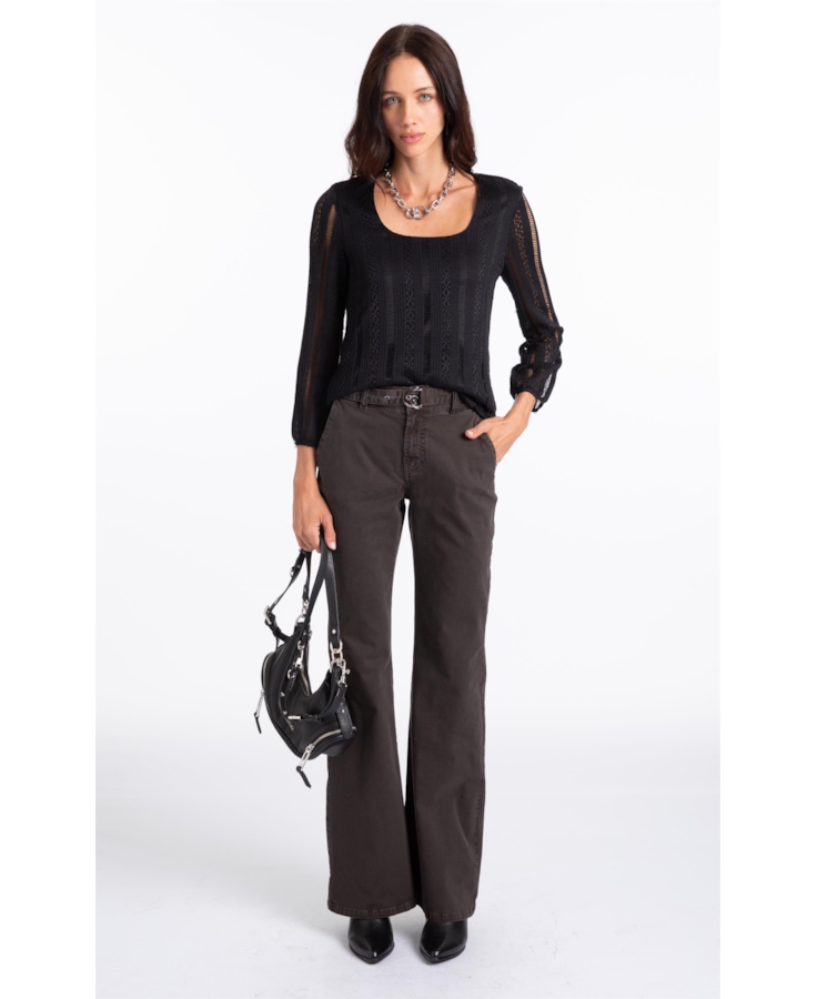 Calça Sarja Rain Flare Marrom Escuro