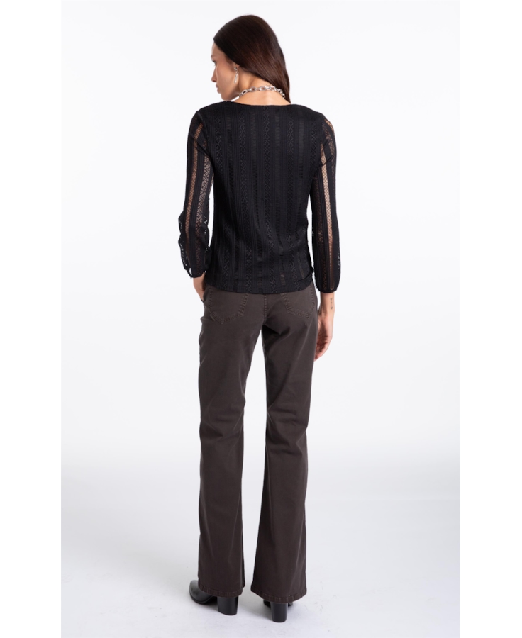 Calça Sarja Rain Flare Marrom Escuro