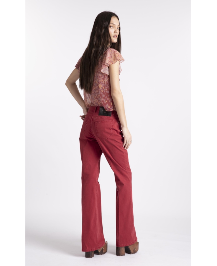 Calça Sarja Rain Flare Vinho