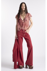Calça Sarja Rain Flare Vinho