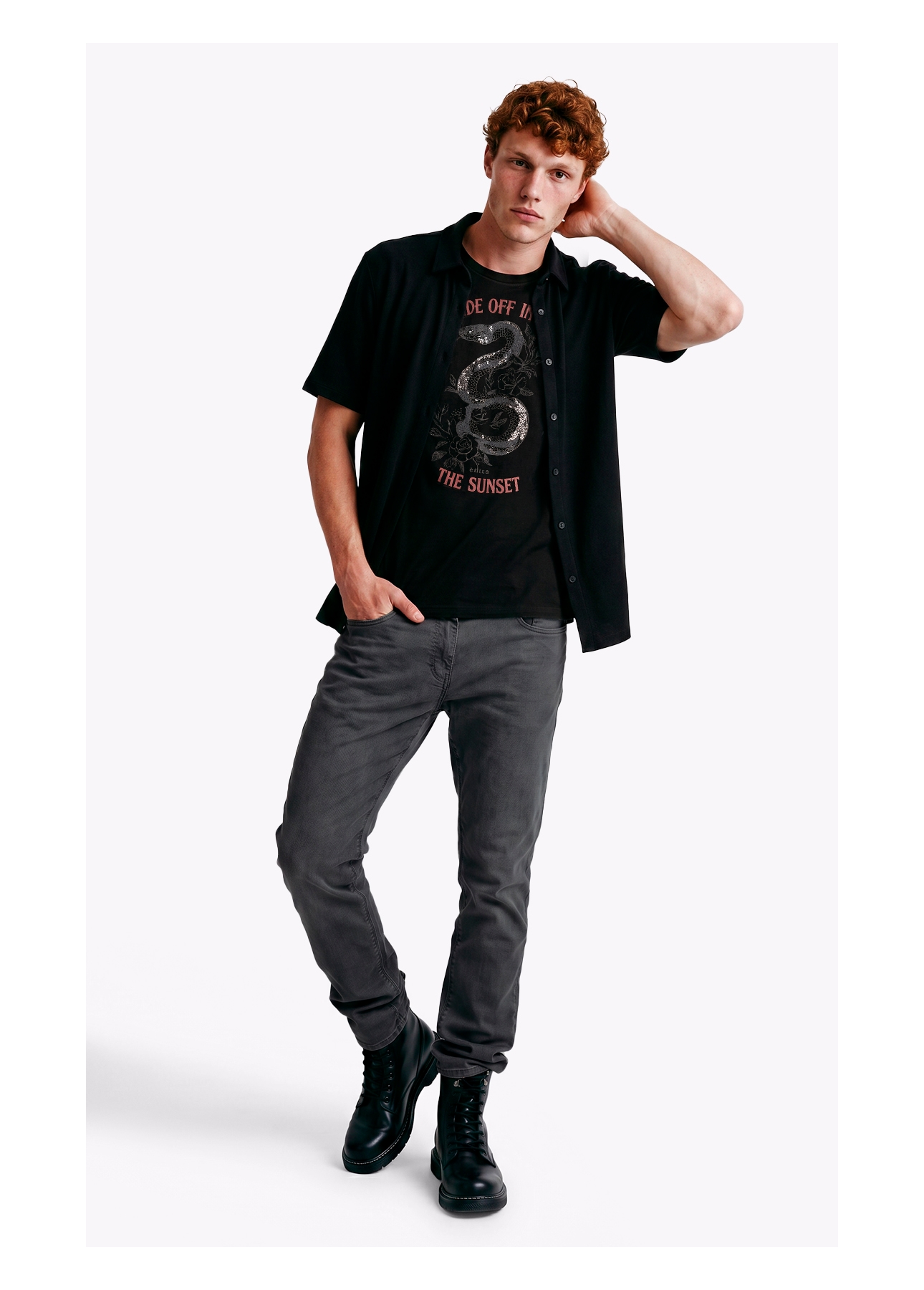 Calça Sarja Rain Slim 5 Pockets Cinza Medio