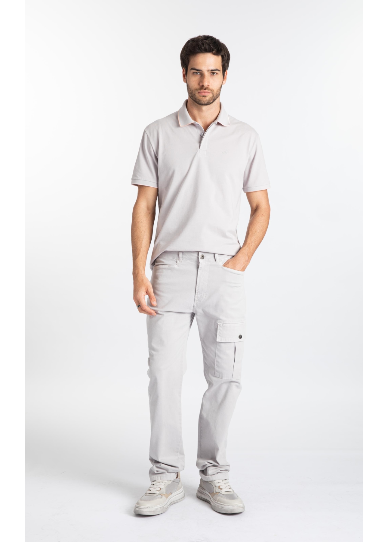 Calça Sarja Rain Slim Cargo Prata