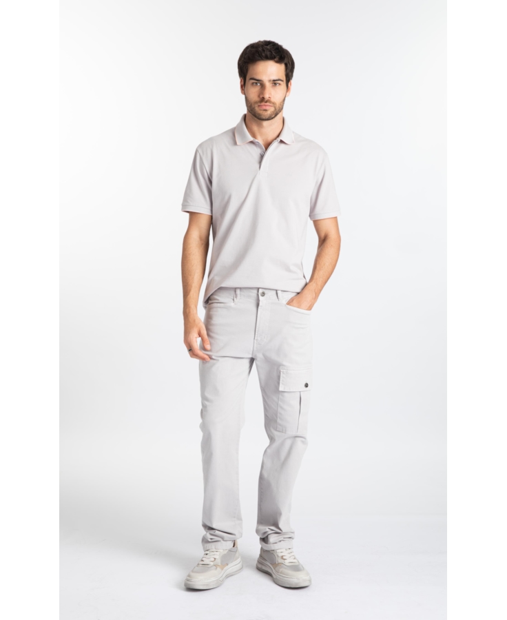 Calça Sarja Rain Slim Cargo Prata