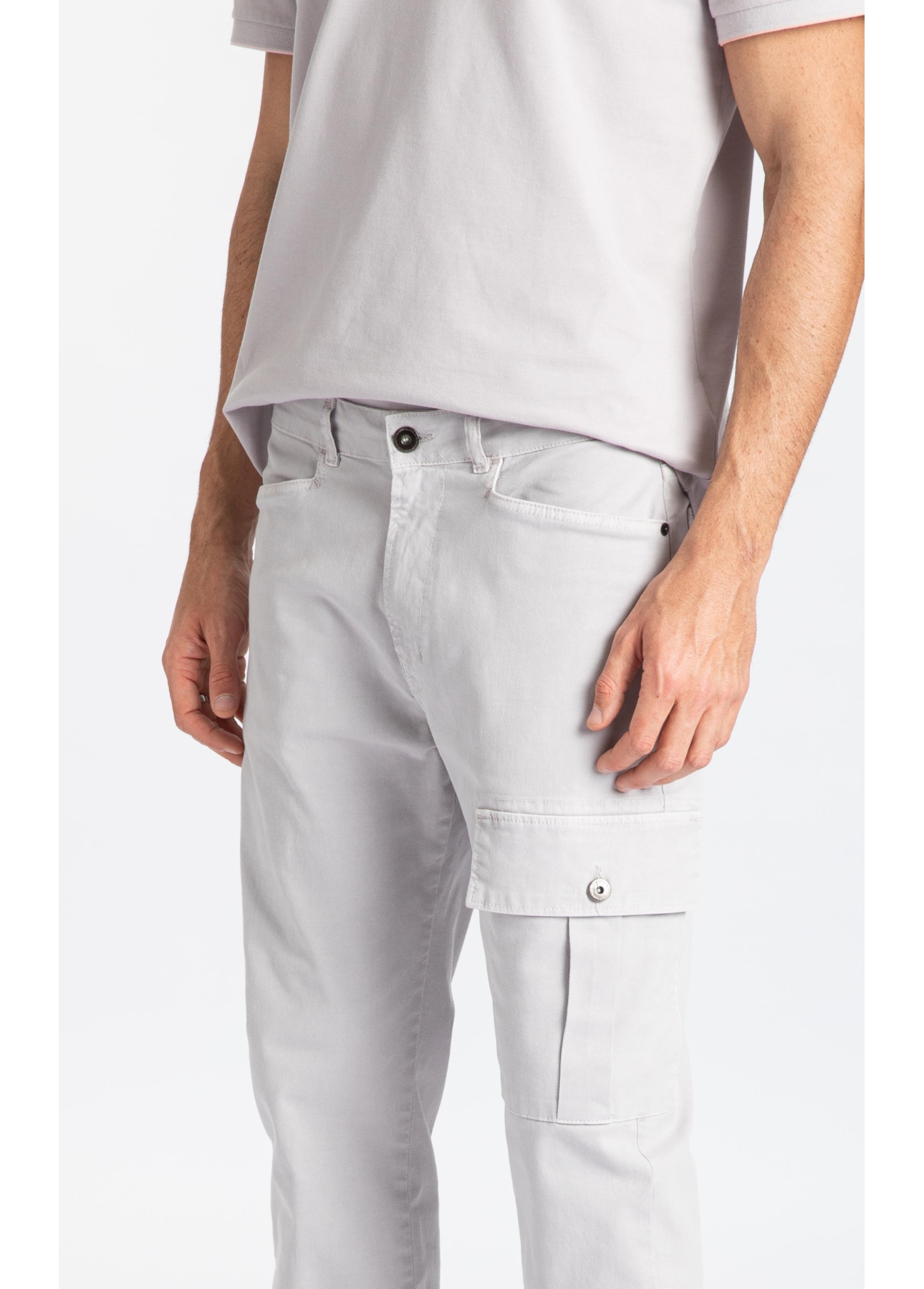 Calça Sarja Rain Slim Cargo Prata