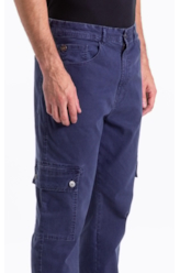Calça Sarja Rain Trapezio Cargo Purple Blue