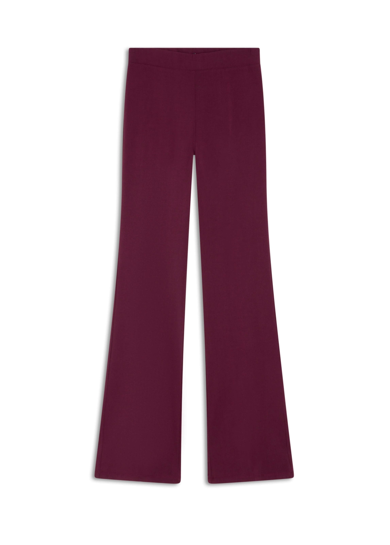 Calça Scuba Crepe Flare Long Bordeaux